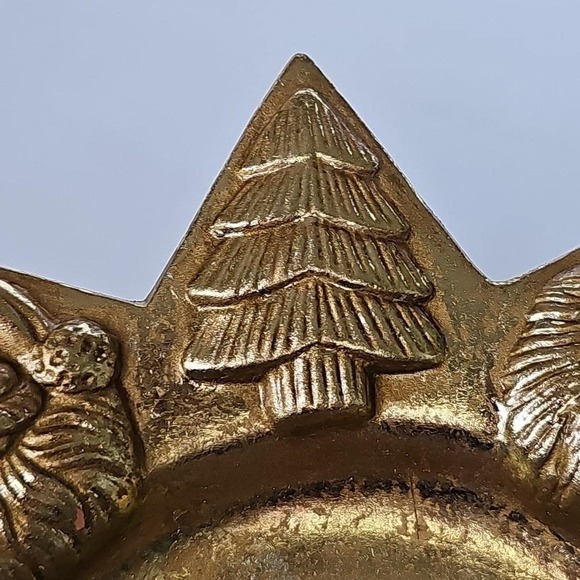 Vintage Gold Star Candle Holder Gilded Santa Christmas Tree St. Nick Plate 1917 - Picture 4 of 7